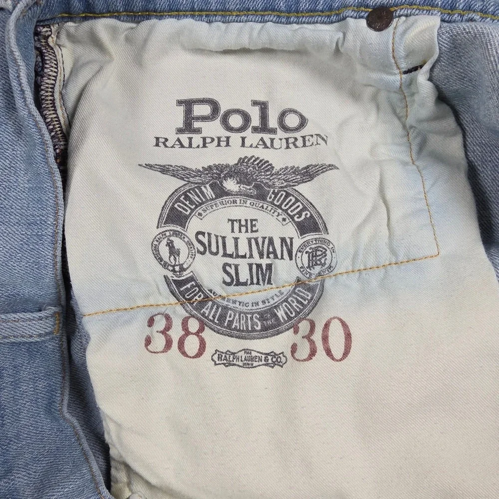 Polo Ralph Lauren Jeans Sullivan Slim Mens 38x30 Light Blue Stretch Straight Leg